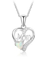 lovely silver opal birthstone baby necklace